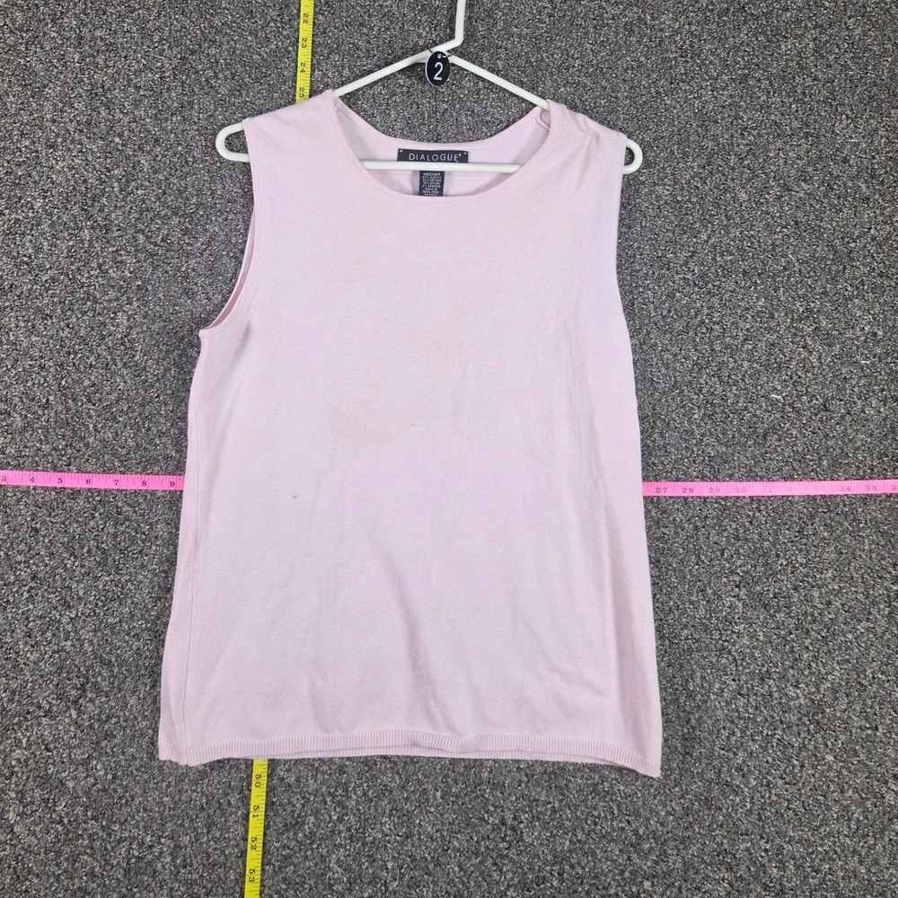 Dialogue Knit Shell Top Women Medium Pink Sleeveless Scoop Neck Layering Tank
